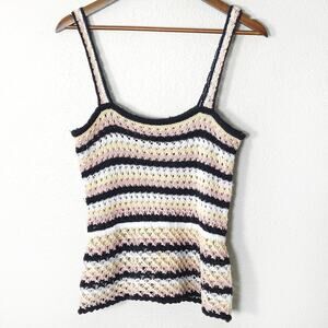 Poof New York Crochet Tank Top Size Large Striped Balletcore Indie